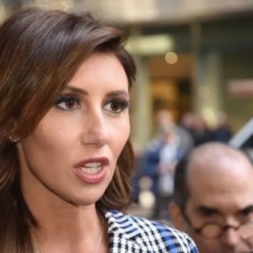 Alina Habba^ former lawyer for Donald Trump talks to media and makes her way into Trump Tower in Manhattan N EW YORK^ NEW YORK-MARCH 21^ 2023