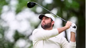 Scottie Scheffler of United States in action during a practice round prior to the 2024 PGA Championship at Valhalla Golf Club on May 13^ 2024 in Louisville^ Kentucky.