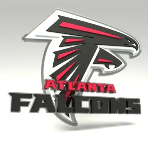 Emblem of the Atlanta Falcons. The Atlanta Falcons are a professional American football team. Template for presentation or infographics. 3D render. 3D Illustration