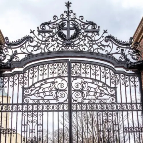 The iron gates of Harvard in Cambridge^ MA^ USA.
