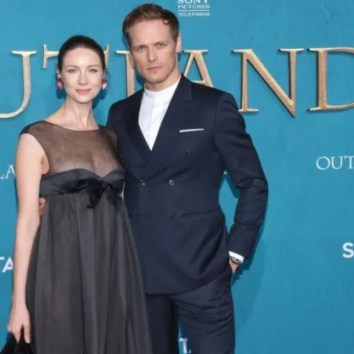 Caitriona Balfe and Sam Heughan arrives for the ‘Outlander’ Season 5 Premiere on February 13^ 2020 in Hollywood^ CA LOS ANGELES - FEB 13: