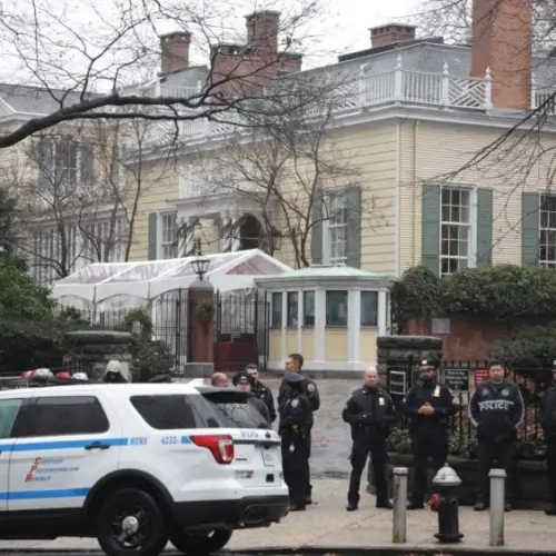 NYPD presence out front of Gracie Mansion in Manhattan New York^ NY - 12/16/2018: