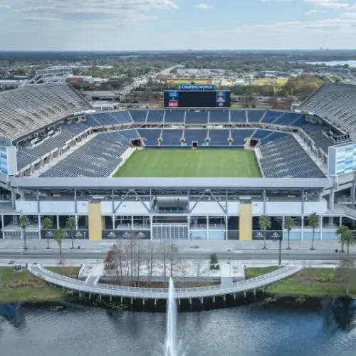 Aerial photograph of Camping World Stadium^ Orlando^ Florida^ USA. February 9^ 2024.