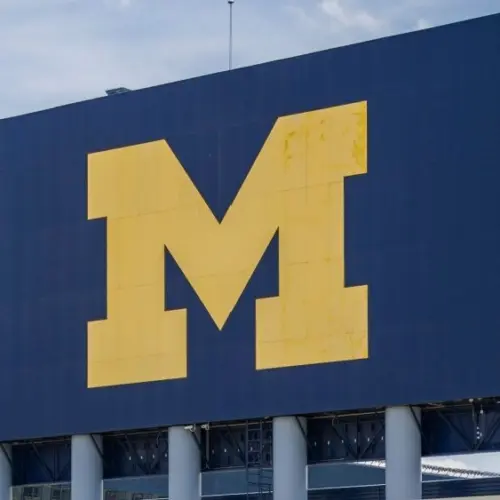 University of Michigan Wolverines' logo at NCAA football stadium Ann Arbor^ MI - May 27^ 2022