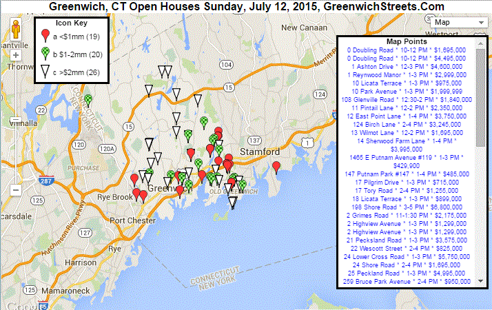 Greenwich Open House List for Sunday, July 12, 2015