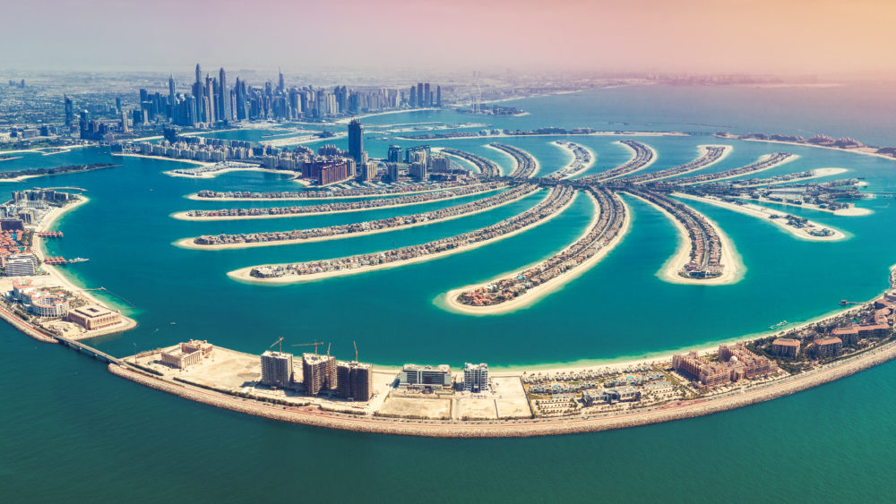 aerialviewonpalmjumeiraislandindubaiuaeon