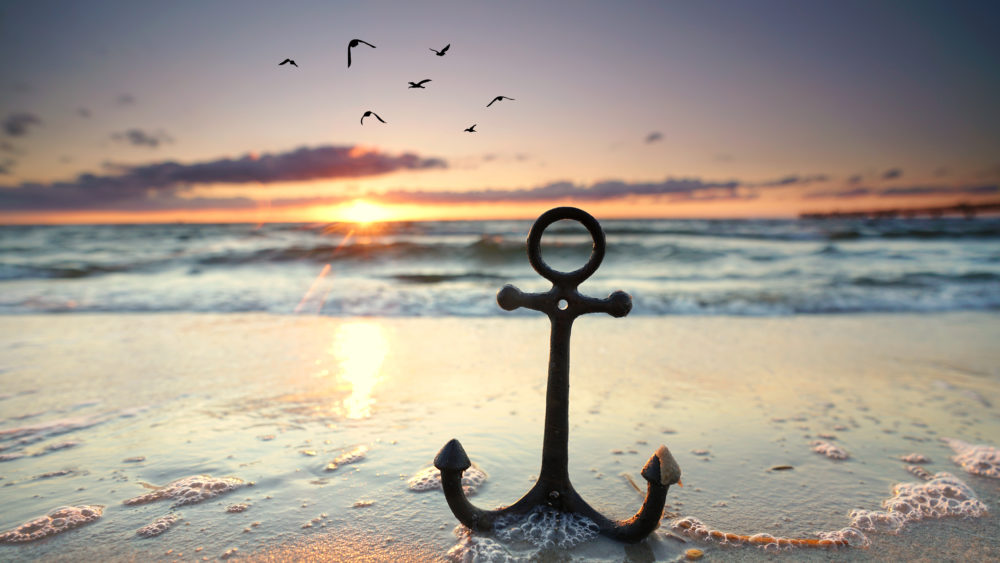 anchoratthebeachwithsunsetlight