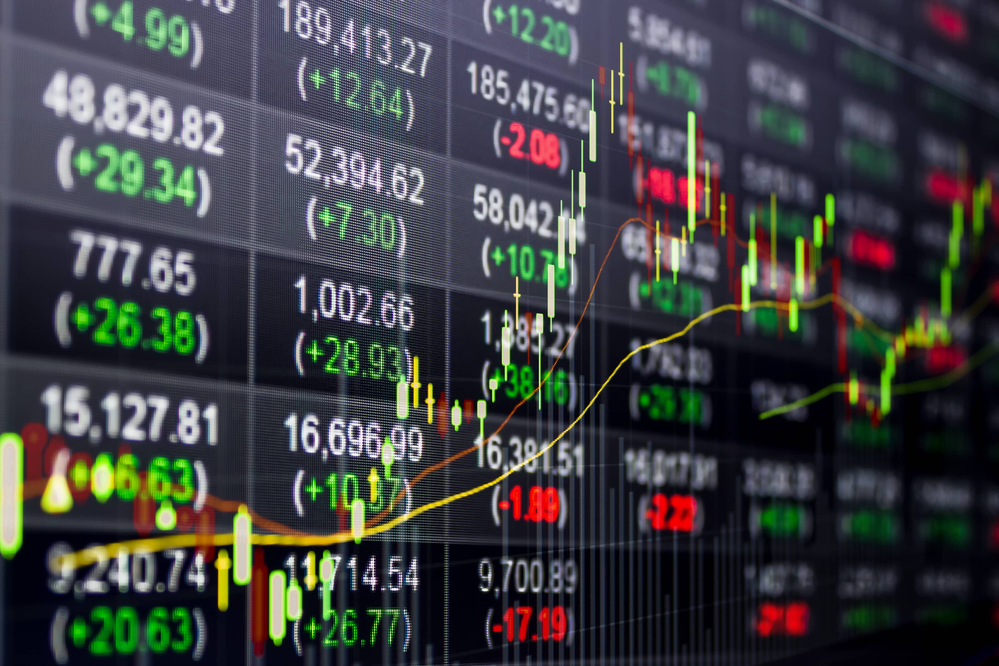 stockmarketchartstockmarketdataonleddisplayconcept