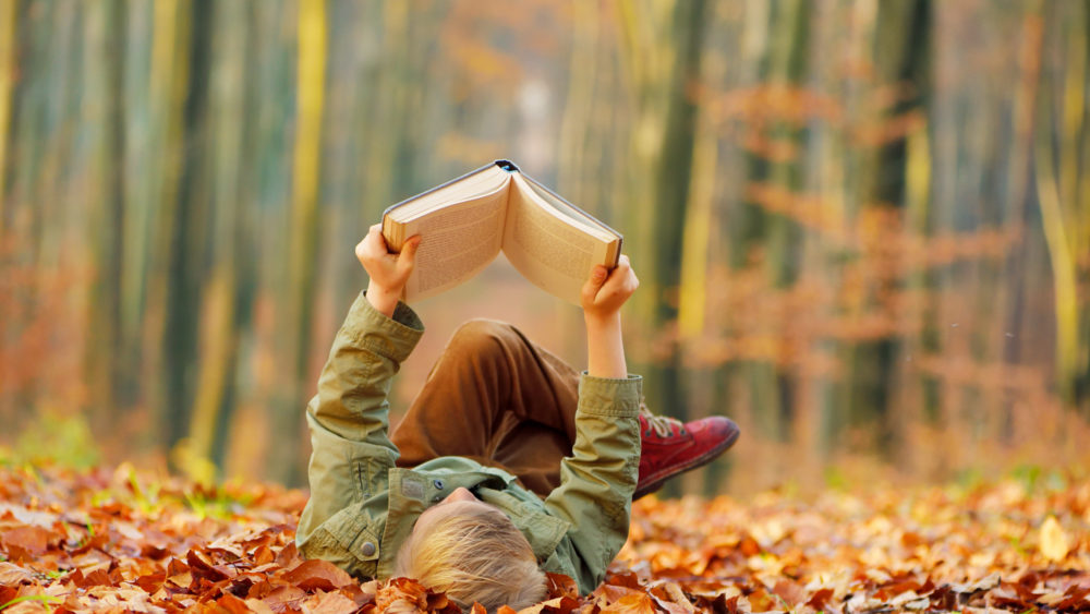 child-reading-a-book-colorful-autumn-in-the-park-hobbies-and-rest