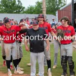 KellySteed_HSBA_HoustonVsThyer_C3D10-89: Scenes from the District 10 Class 3 championship baseball game featuring the Houston Tigers (#1 seed) battling the Thayer Bobcats (#3 seed) on Wednesday, May 15, 2024 on the campus of Houston High School in Houston, MO