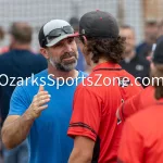 KellySteed_HSBA_HoustonVsThyer_C3D10-97: Scenes from the District 10 Class 3 championship baseball game featuring the Houston Tigers (#1 seed) taking on the Thayer Bobcats (#3 seed) on Wednesday, May 15, 2024 on the campus of Houston High School in Houston, MO