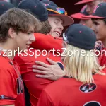 KellySteed_HSBA_HoustonVsThyer_C3D10-98: Scenes from the District 10 Class 3 championship baseball game featuring the Houston Tigers (#1 seed) taking on the Thayer Bobcats (#3 seed) on Wednesday, May 15, 2024 on the campus of Houston High School in Houston, MO