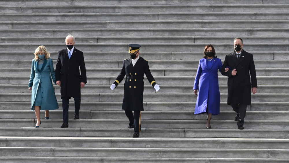 First Lady Dr. Jill Biden President Joe Biden Vice President Kamala Harris and Doug Doug Emhoff