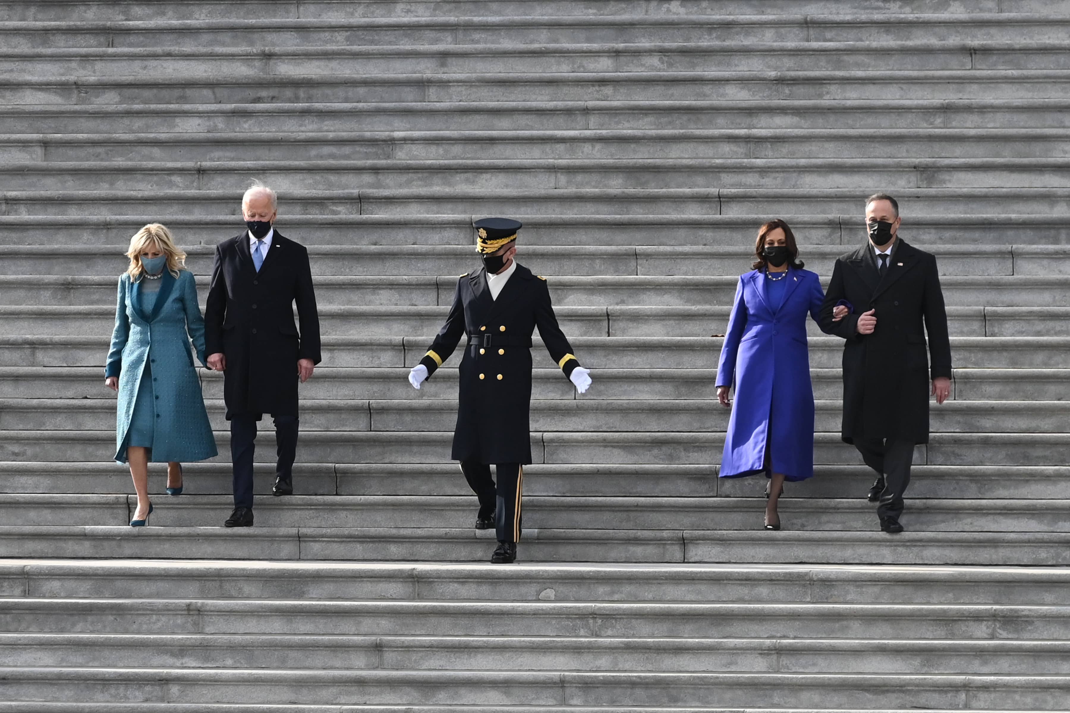 First Lady Dr. Jill Biden President Joe Biden Vice President Kamala Harris and Doug Doug Emhoff