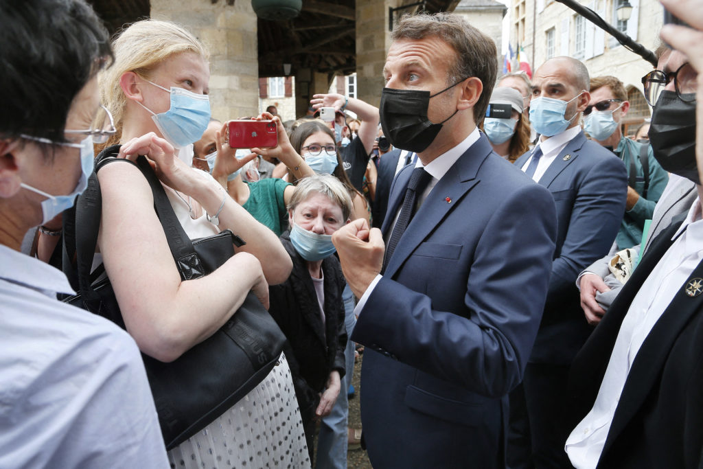 president-macron-meets-with-locals-martel