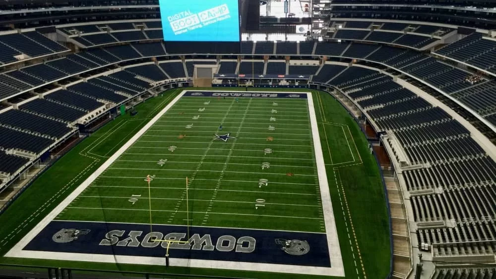 Interior view of the AT&T Stadium^ formerly known as Cowboys Stadium in Arlington. Texas^ United States. ARLINGTON^ USA - SEP 15^ 2015