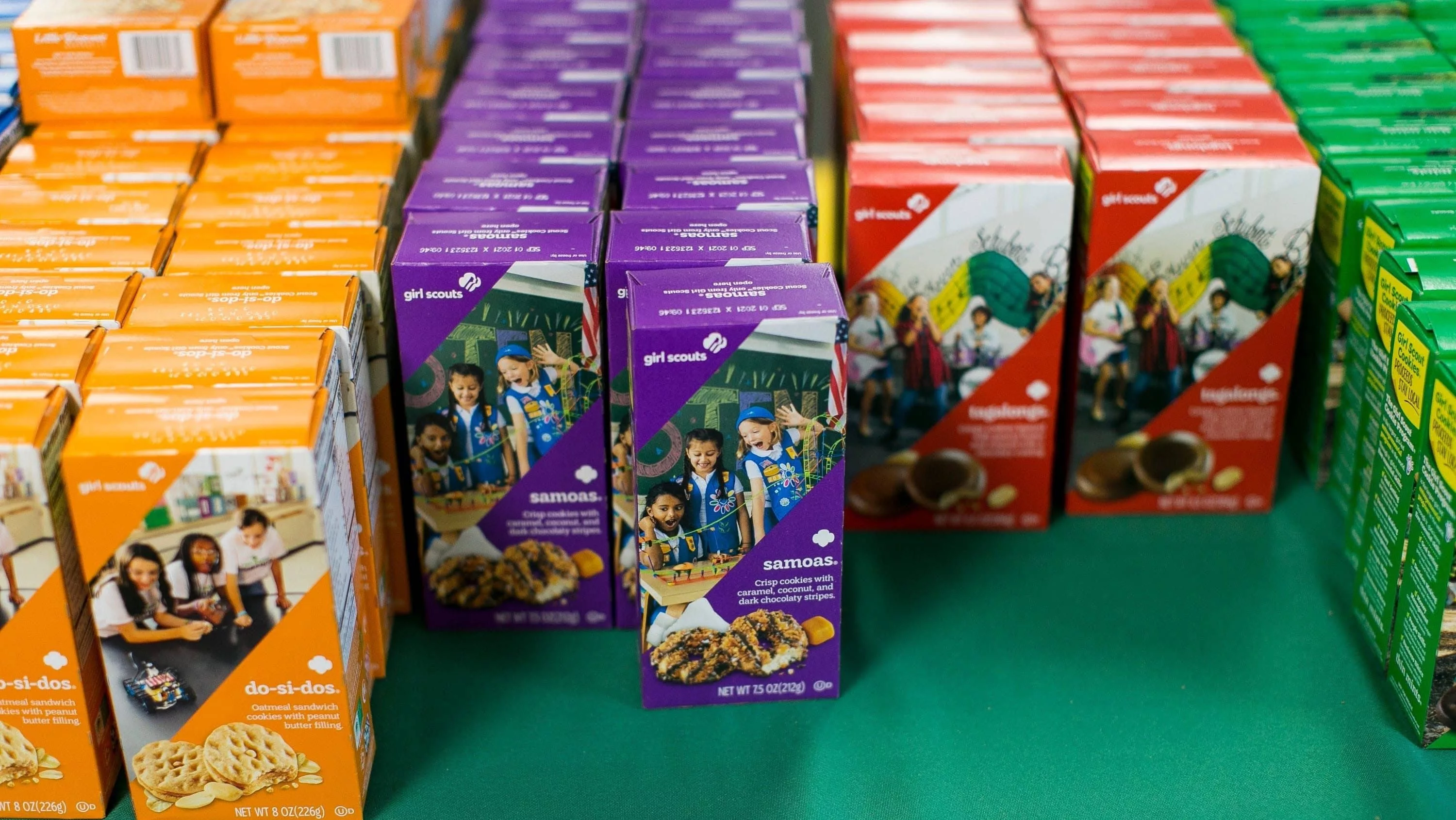 girl-scout-cookies-displayed-at-a-booth-in-rockford-illinois-feb-26-2021