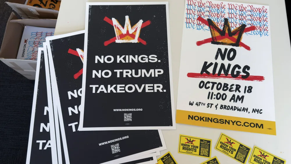 organizer-prepares-for-the-no-kings-march-in-new-york