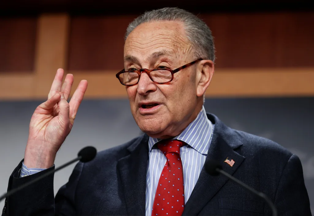 u-s-senate-majority-leader-schumer-holds-news-conference-at-the-u-s-capitol-in-washington