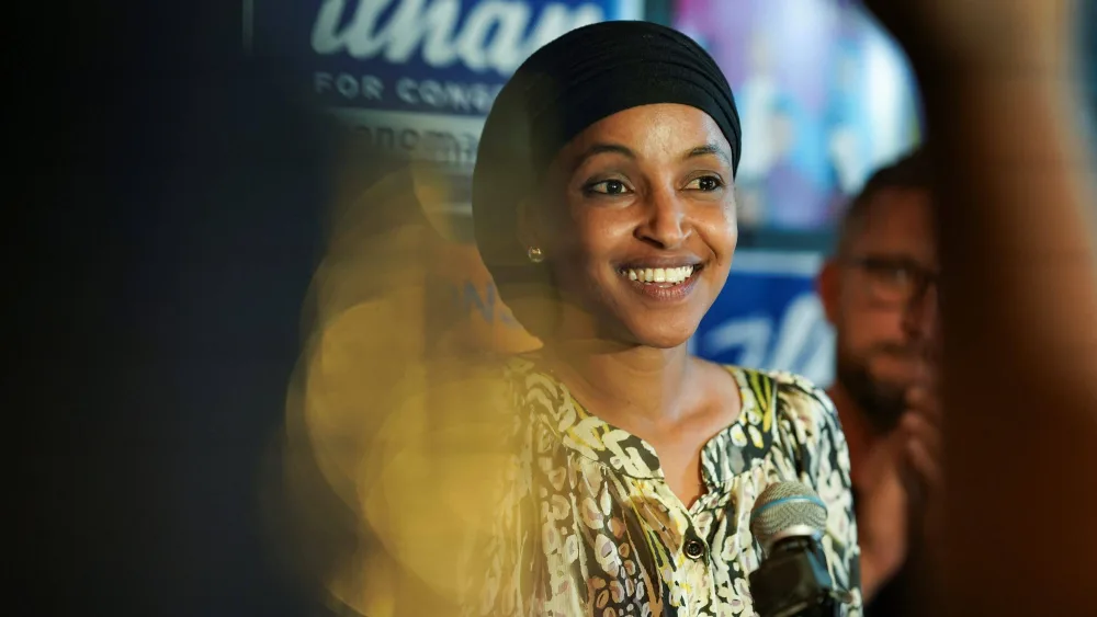 u-s-democratic-house-representative-ilhan-omar-d-mn-greets-supporters-during-primary-election-day-in-minneapolis