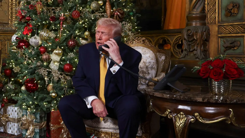 u-s-president-trump-participates-in-norad-santa-tracker-phone-calls-from-the-mar-a-lago-club-in-palm-beach