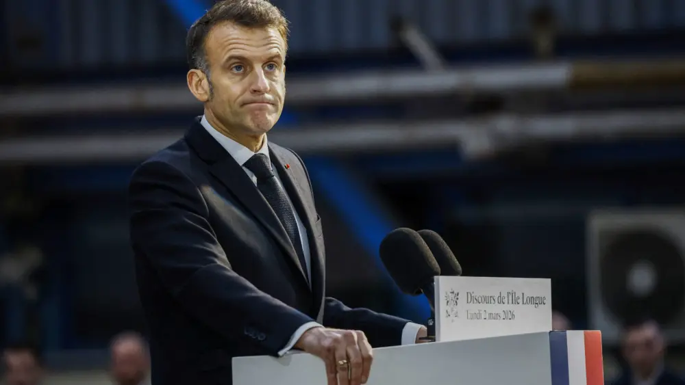french-president-macron-visits-nuclear-submarine-navy-base-in-ile-longue