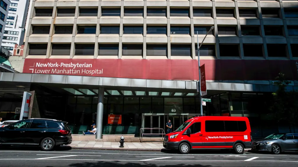 an-exterior-of-new-york-presbyterian-lower-manhattan-hospital-where-jeffrey-epstein-body-transported-in-manhattan-borough-of-new-york-city