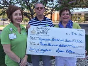 Spaghetti Dinner Hospice Hope Donation 050616