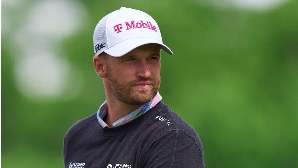Wyndham Clark of the United States in action during a practice round prior to the 2024 PGA Championship at Valhalla Golf Club on May 14^ 2024 in Louisville^ Kentucky.