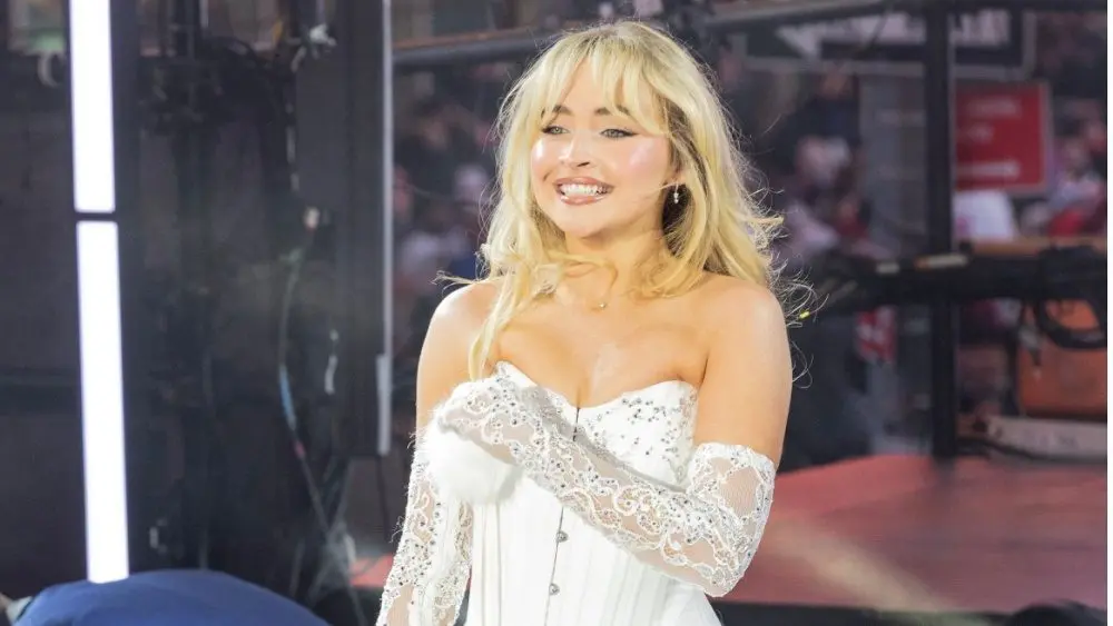 Sabrina Carpenter performs on stage during 2024 New Year's celebration on Times Square in New York on December 31^ 2023.