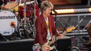 Billie Joe Armstrong performs with rock group Green Day during ABC Good Morning America concert in Central Park in New York on July 26^ 2024