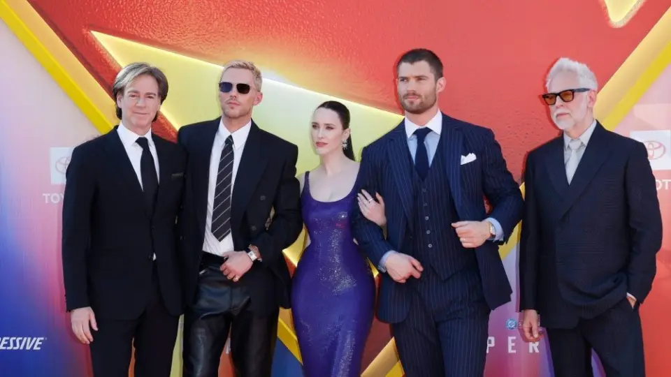 Peter Safran^ Nicholas Hoult^ Rachel Brosnahan^ David Corenswet^ James Gunn at the Premiere of Superman at the TCL Chinese Theatre IMAX LOS ANGELES - JULY 7^ 2025