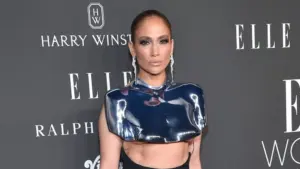 Jennifer Lopez arrives for ELLE Celebrates 2023 Women in Hollywood on Dec 05^ 2023 in Hollywood^ CA