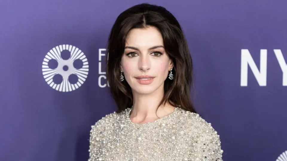 Anne Hathaway wearing dress and shoes by Valentino attends presentation of movie Armageddon Time during 60th New York Film Festival at Alice Tully Hall on October 12^ 2022