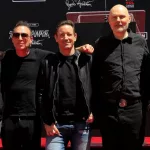 Jeff Schroeder^ Stephen Perkins^ Jimmy Chamberlin^ Billy Corgan^ Perry Farrell at Smashing Pumpkins hand prints at the TCL Chinese Theatre IMAX on May 11^ 2022 in LA^ CA. LOS ANGELES - MAY 11