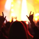 rock n roll gesture. Heavy metal hand up sign. music concert. crowd at concert