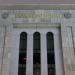 Yankee Stadium at night in winter. BRONX^ NEW YORK - FEBRUARY 20