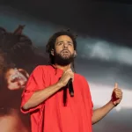 J Cole performs at Bonnaroo music festival. Manchester^ Tennessee USA - 06-18-2022