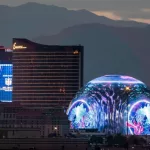 MSG Sphere is light up in Las Vegas^ Nevada USA^ 25 August 2023