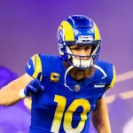 Los Angeles Rams wide receiver Cooper Kupp #10 runs in to the field prior to an NFL football game against the Arizona Cardinals at SoFi Stadium^ Dec. 28^ 2024^ in Inglewood^ Calif.