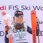 Mikaela SHIFFRIN of USA winner the Overall Audi FIS Alpine Ski World Cup Finals Andorra 2023^ on March 19^ 2023 in Soldeu^ Andorra.