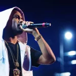 Rapper Big Sean performs on the main stage at Key Arena during the Bumbershoot music festival in Seattle on September 2^ 2012.