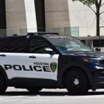 Ford Police Interceptor SUV during HPD patrols of the downtown financial district of Houston. Houston^ TX USA 5-15-2024