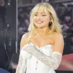 Sabrina Carpenter performs on stage during 2024 New Year's celebration on Times Square in New York on December 31^ 2023.