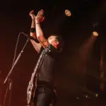 Lead singer and guitarist Tim McIlrath from Rise against perform live at Manchester Academy Uk. Manchester^ United Kingdom^ 22nd November 2022