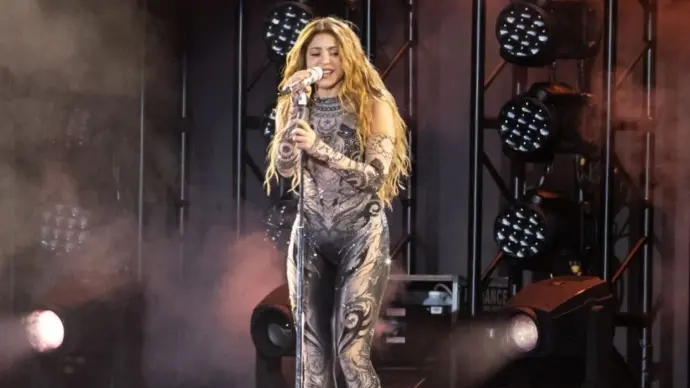 Shakira performs on stage during 2025 Global Citizen Festival at Central Park's Great Lawn in New York^ NY on September 27^ 2025