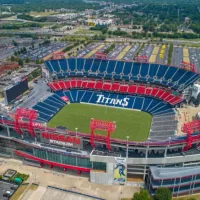 Aerial drone image of the Nissan Stadium Nashville Tennessee USA. NASHVILLE^ TENNESSEE^ USA - AUGUST 1^ 2018.