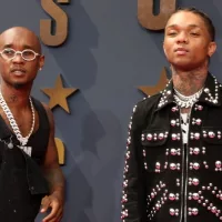 Rae Sremmurd^ Slim Jxmmi^ Swae Lee at the 2023 BET Awards Arrivals at the Microsoft Theater on June 25^ 2023 in Los Angeles^ CA