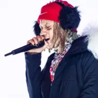 Trippie Redd joins KSI on stage during a performance at Misfits Boxing X-Series 17 in Dublin's 3Arena Dublin^ Ireland - August 31 2024