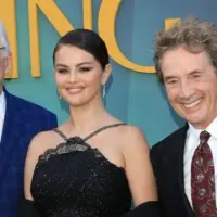 Steve Martin^ Selena Gomez^ Martin Short at the "Only Murders in the Building" Red Carpet Premiere Event at Paramount Studios on August 22^ 2024 in Los Angeles^ CA